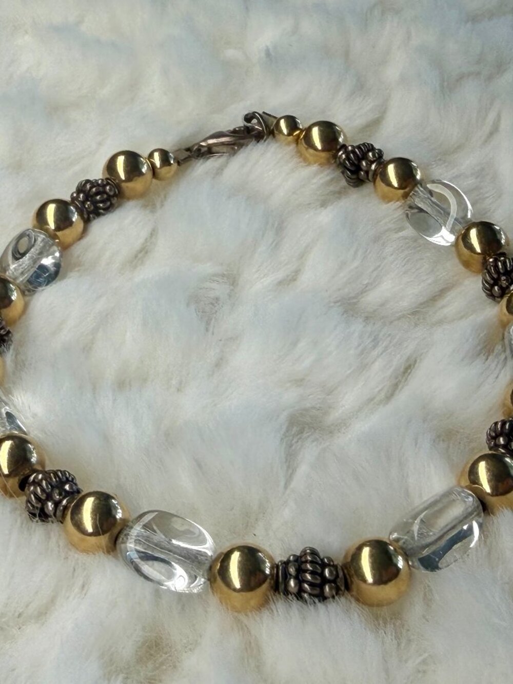 Silver & Gold Tone Beaded Clasp Bracelet